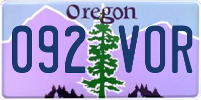 OR license plate 092VOR