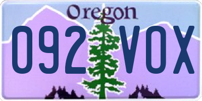 OR license plate 092VOX