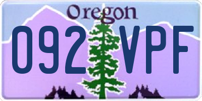 OR license plate 092VPF