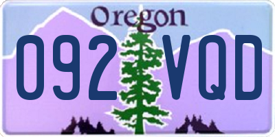 OR license plate 092VQD