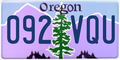 OR license plate 092VQU