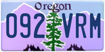 OR license plate 092VRM