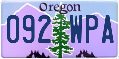 OR license plate 092WPA