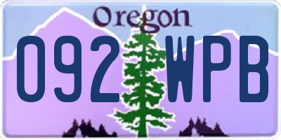 OR license plate 092WPB