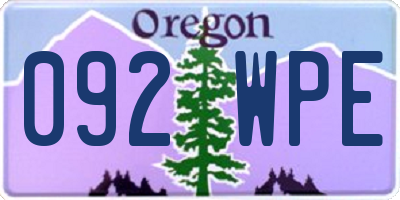 OR license plate 092WPE
