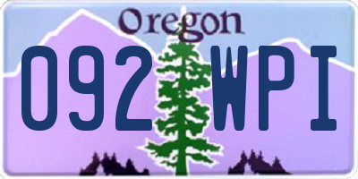 OR license plate 092WPI
