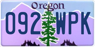 OR license plate 092WPK