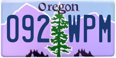OR license plate 092WPM