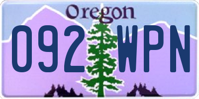OR license plate 092WPN