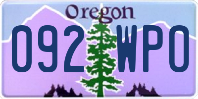 OR license plate 092WPO
