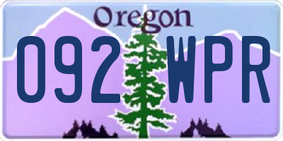 OR license plate 092WPR