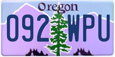 OR license plate 092WPU