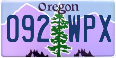 OR license plate 092WPX