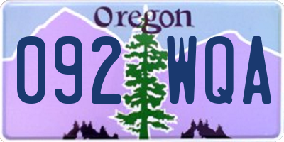 OR license plate 092WQA