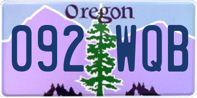 OR license plate 092WQB