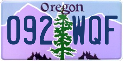 OR license plate 092WQF