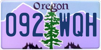 OR license plate 092WQH