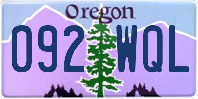OR license plate 092WQL