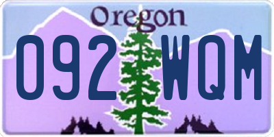 OR license plate 092WQM