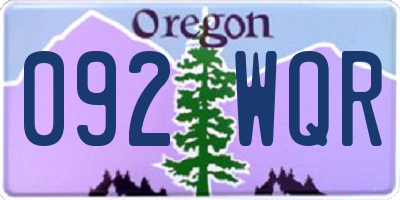 OR license plate 092WQR