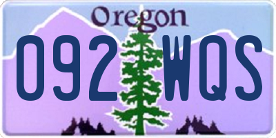 OR license plate 092WQS