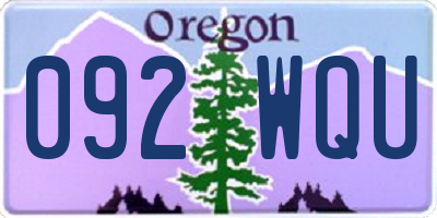 OR license plate 092WQU