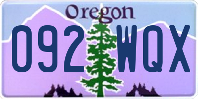 OR license plate 092WQX