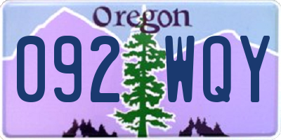 OR license plate 092WQY