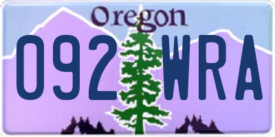 OR license plate 092WRA