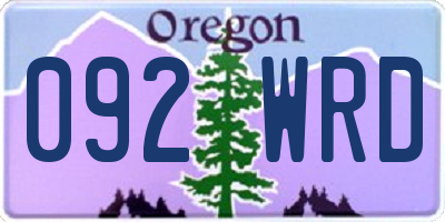 OR license plate 092WRD