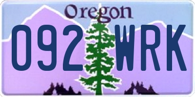 OR license plate 092WRK
