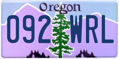 OR license plate 092WRL