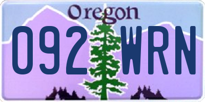 OR license plate 092WRN