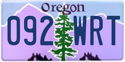 OR license plate 092WRT