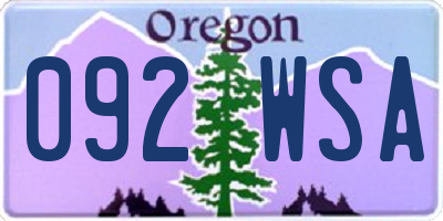 OR license plate 092WSA