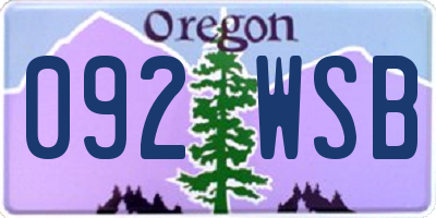 OR license plate 092WSB
