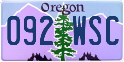OR license plate 092WSC
