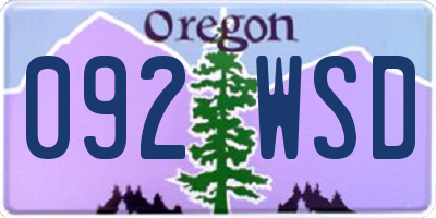 OR license plate 092WSD