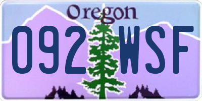 OR license plate 092WSF