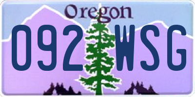 OR license plate 092WSG
