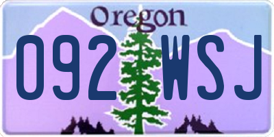 OR license plate 092WSJ