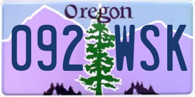 OR license plate 092WSK