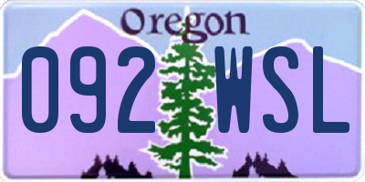 OR license plate 092WSL