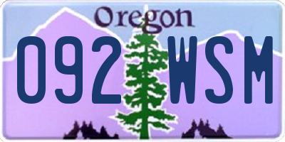 OR license plate 092WSM
