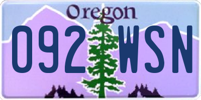 OR license plate 092WSN
