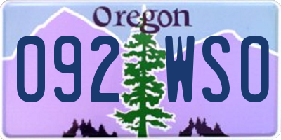OR license plate 092WSO