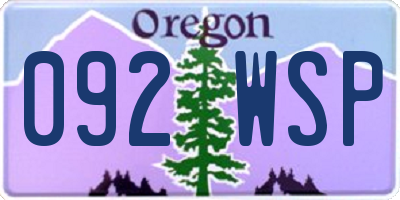 OR license plate 092WSP