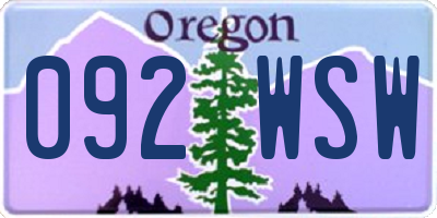 OR license plate 092WSW