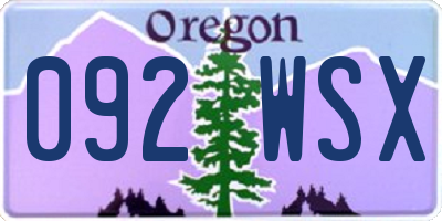 OR license plate 092WSX