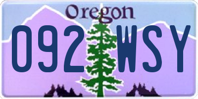 OR license plate 092WSY